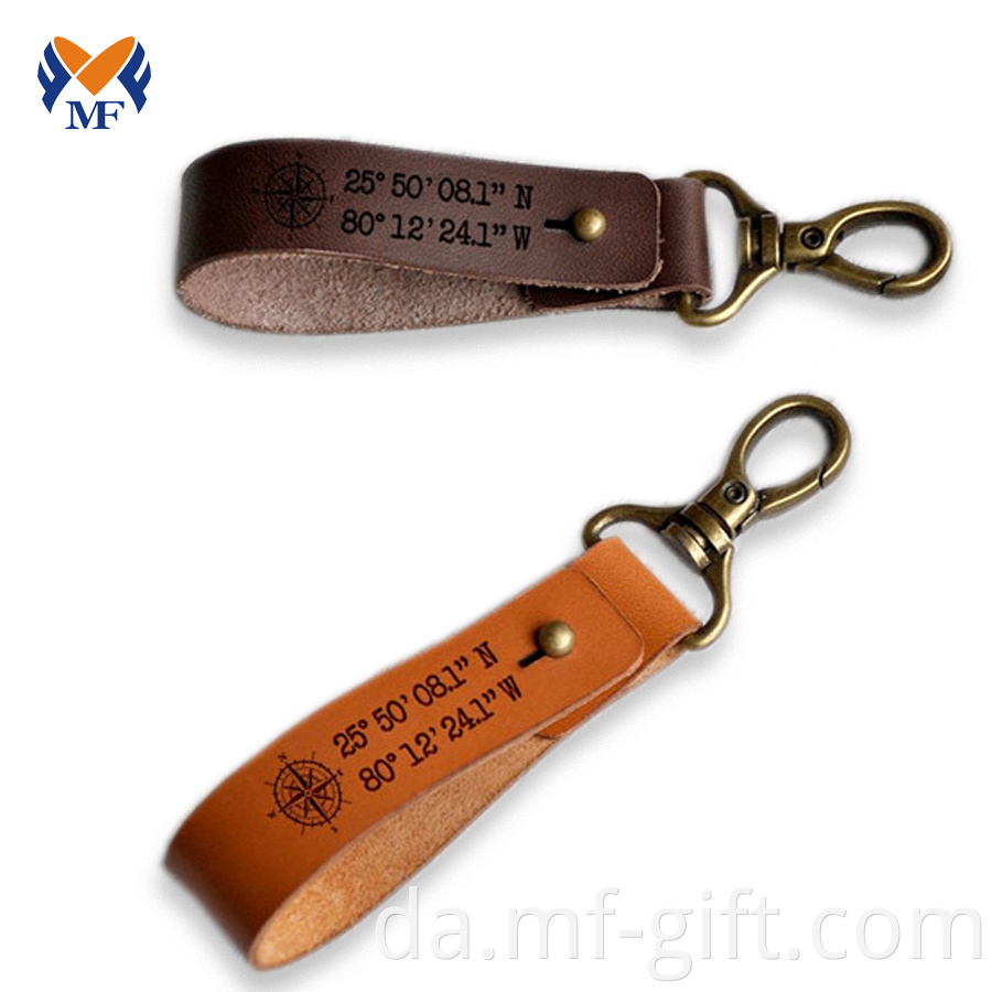 Leather Keychain With Coordinates